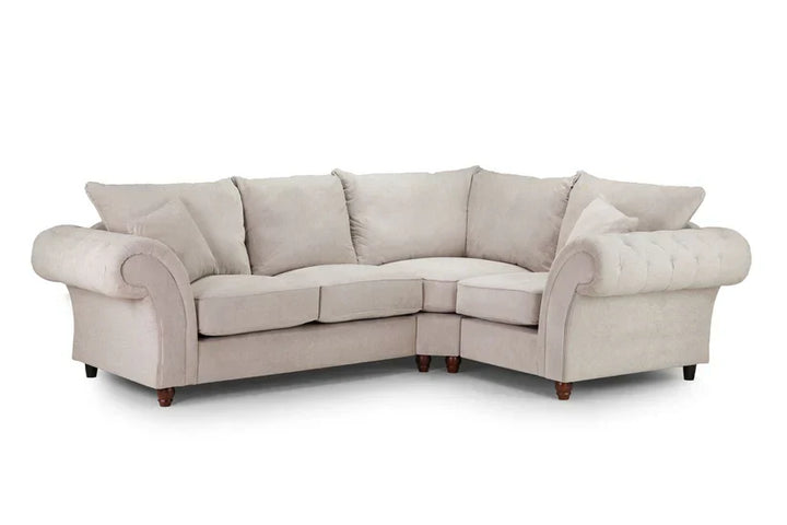 Chesterfield Stone Fullback Right Hand Facing Corner Sofa Stone Velvet