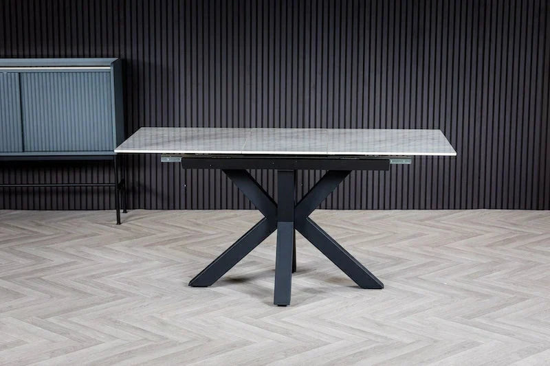 Nova 140-180cm White Ceramic Marble Centre Extending Dining Table