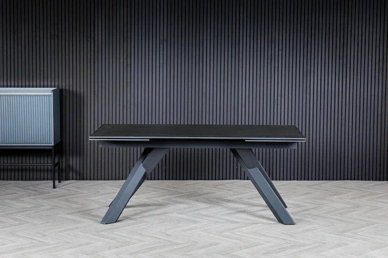 Caso 180-280cm Dark Grey Ceramic Marble Side Extending Dining Table