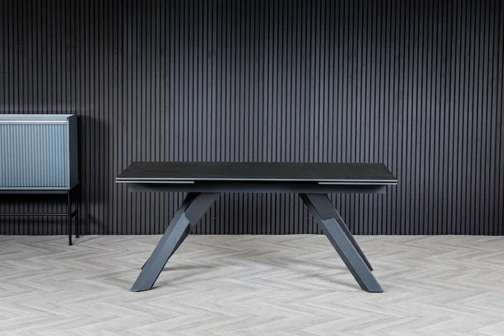 Caso 180-280cm Dark Grey Ceramic Marble Side Extending Dining Table