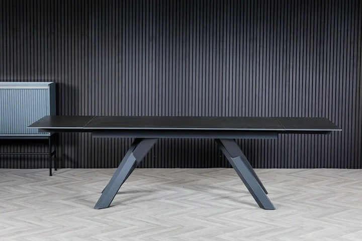 Caso 180-280cm Dark Grey Ceramic Marble Side Extending Dining Table