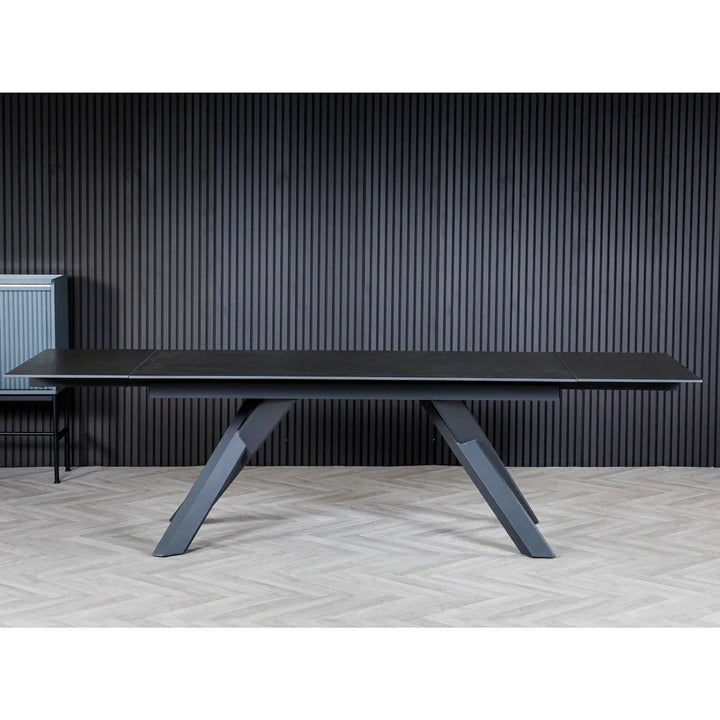 Caso 180-280cm Dark Grey Ceramic Marble Side Extending Dining Table