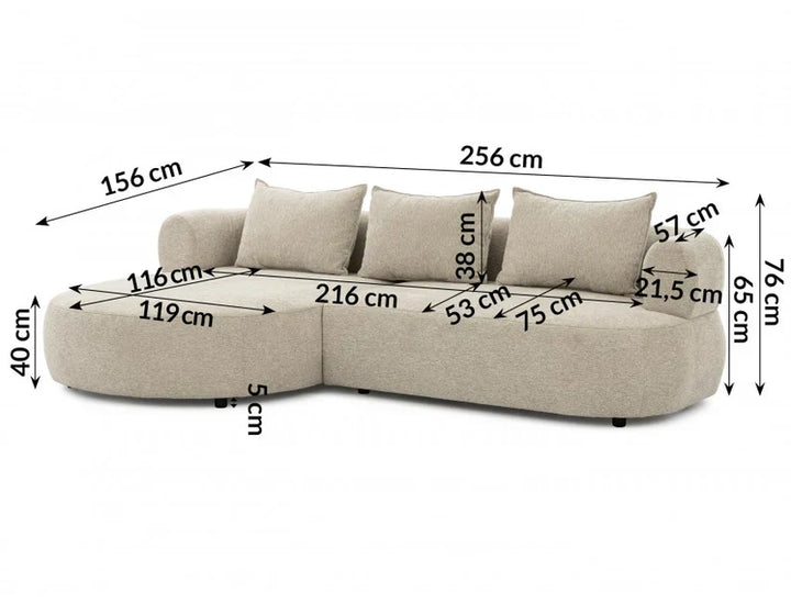 The Pebble Beige Boucle Fabric Right Hand Premium Corner Sofa