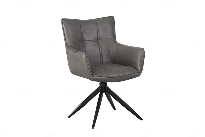 Franca PU Leather Swivel Dining Chairs With Black Metal Base - Pairs - 2 Colours
