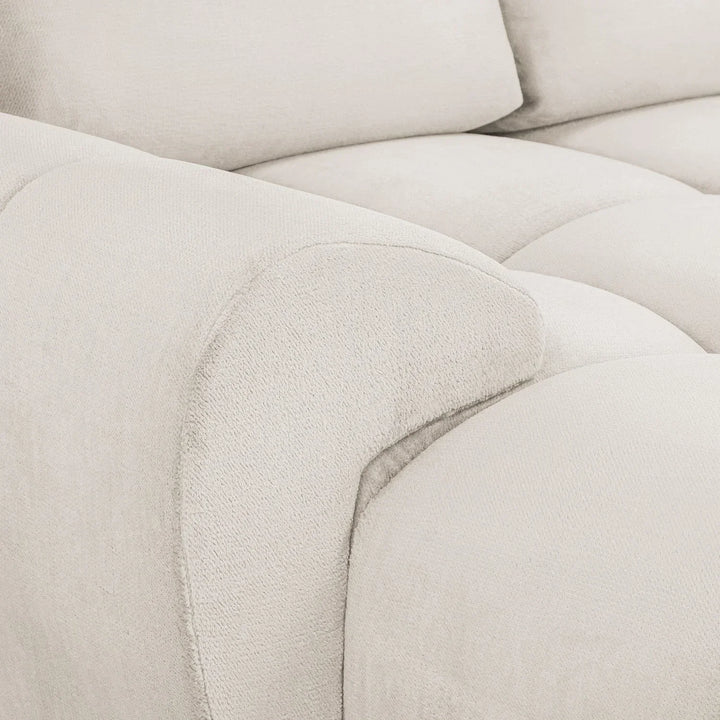 Zara Corner U Shape Cinema Cream Plush Velvet Sofa