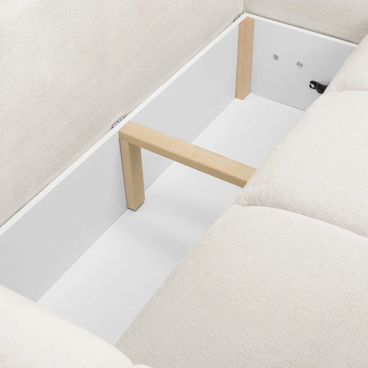 Zara Cream Plush Velvet Universal Corner Sofabed with Storage