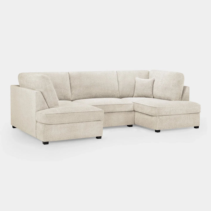 Carnaby Sofa Boucle Beige Fabric U Shape Corner Sofa