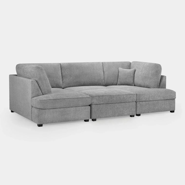 Carnaby Sofa Boucle Grey Velvet U Shape Corner Sofa