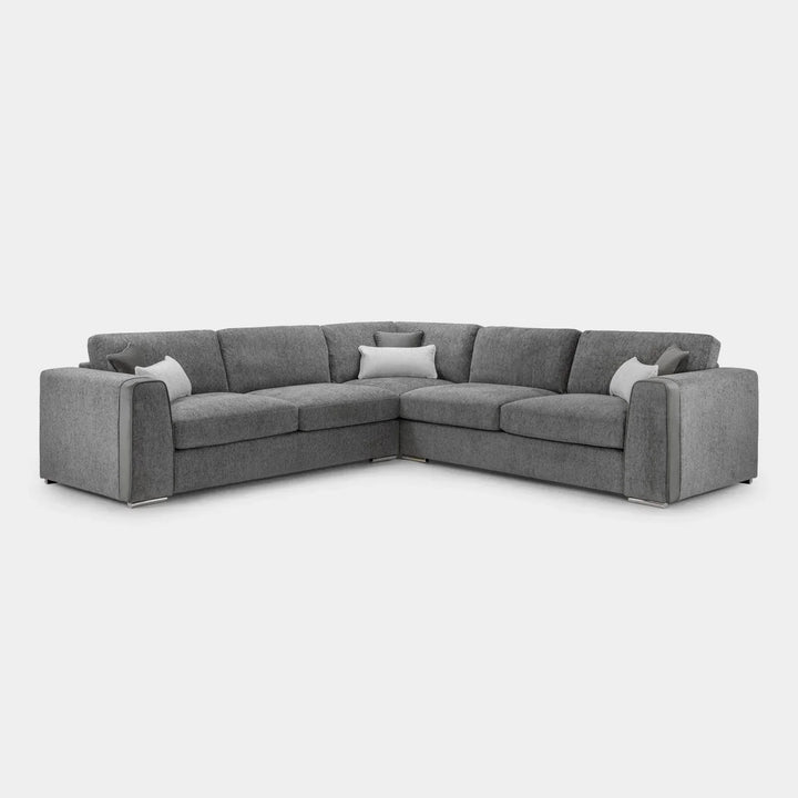 Naples Sofa Grey Fabric Large Corner Sofa