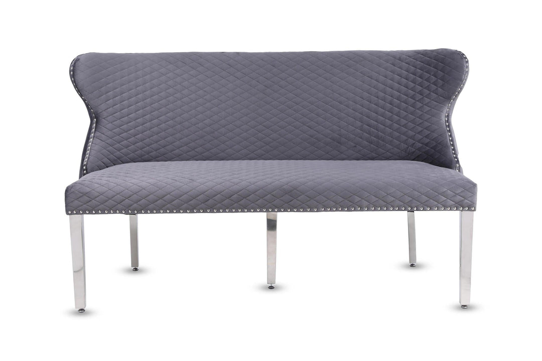 Valentino Lion Knocker Quilted Tufted Plush Velvet 150cm Dining Bench - 5 Colours-Esme Furnishings