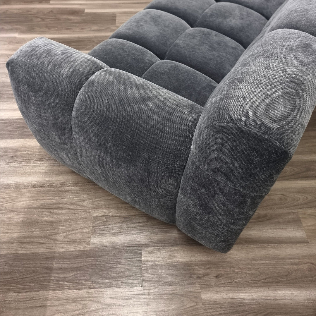 The Harlem Steel Boucle Velvet Armchair Premium Sofa Boucle Fabric