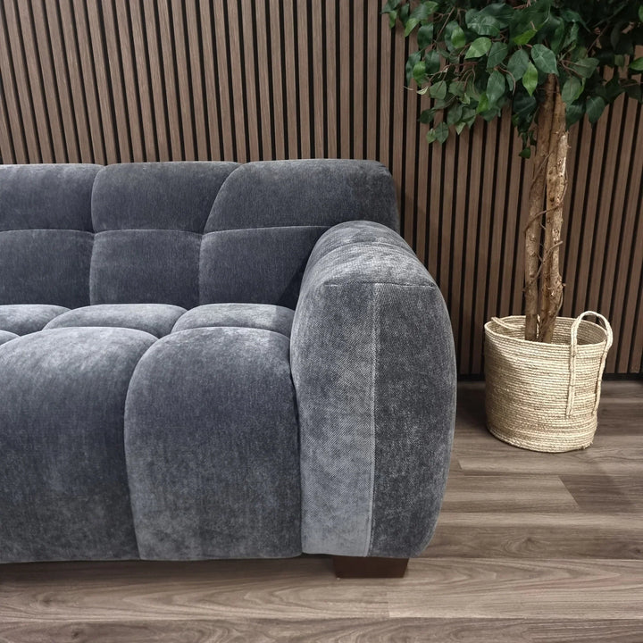 The Harlem Steel Boucle Velvet Armchair Premium Sofa Boucle Fabric