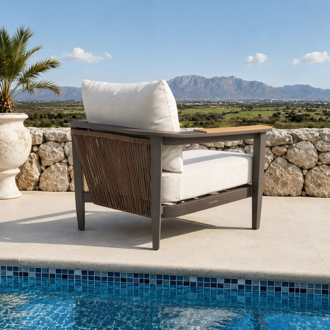 Hemera Signature Outdoor 5-Seater Lounge Set + PS Wood Slat Table – Modern Truffle & Aluminium