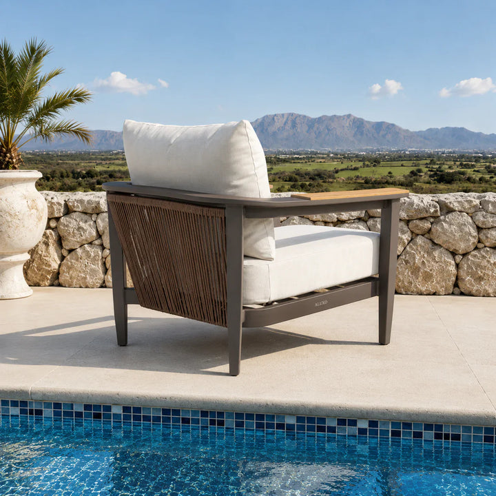 Hemera Signature Outdoor 5-Seater Lounge Set + PS Wood Slat Table – Modern Truffle & Aluminium