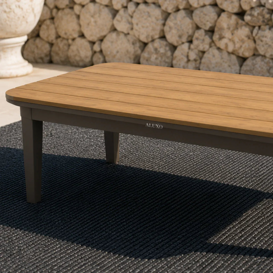 Hemera Signature Outdoor 5-Seater Lounge Set + PS Wood Slat Table – Modern Truffle & Aluminium