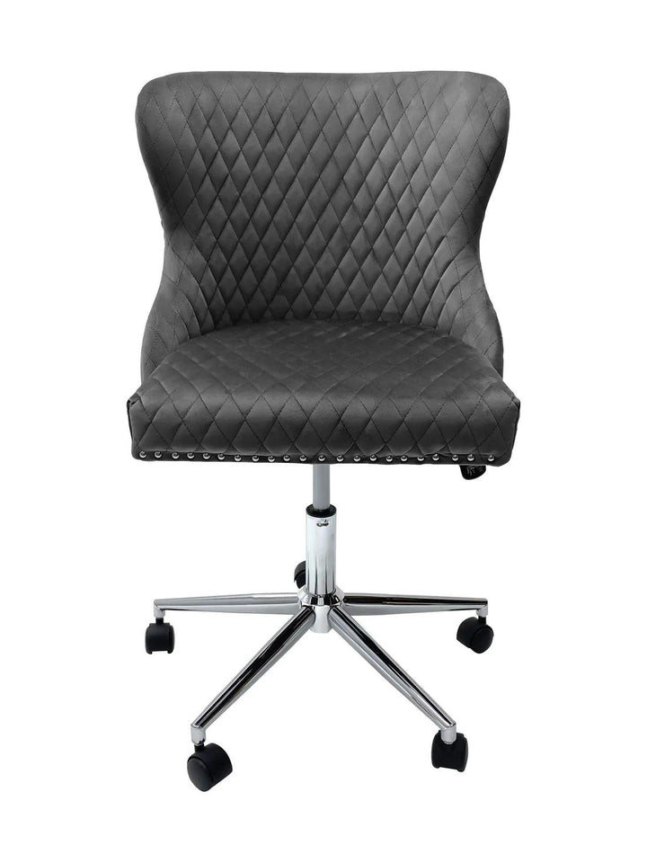 Valentino Grey Velvet Office Chair-Esme Furnishings