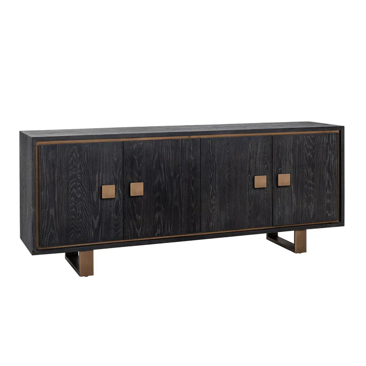 Richmond Interiors Hunter Black Oak and Gold 4 Door Sideboard