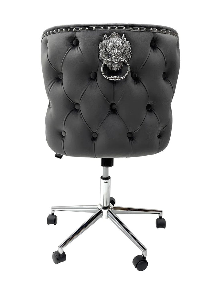 Valentino Grey Velvet Office Chair-Esme Furnishings