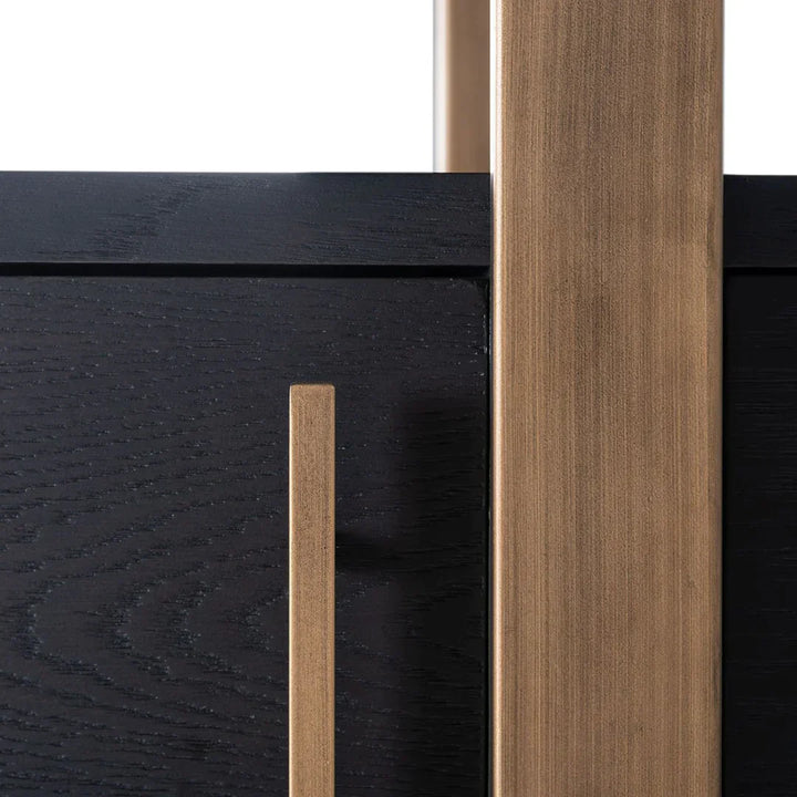Richmond Interiors Cambon Gold Stainless Steel Bookcase with Dark Coffee 4 Door Cabinet