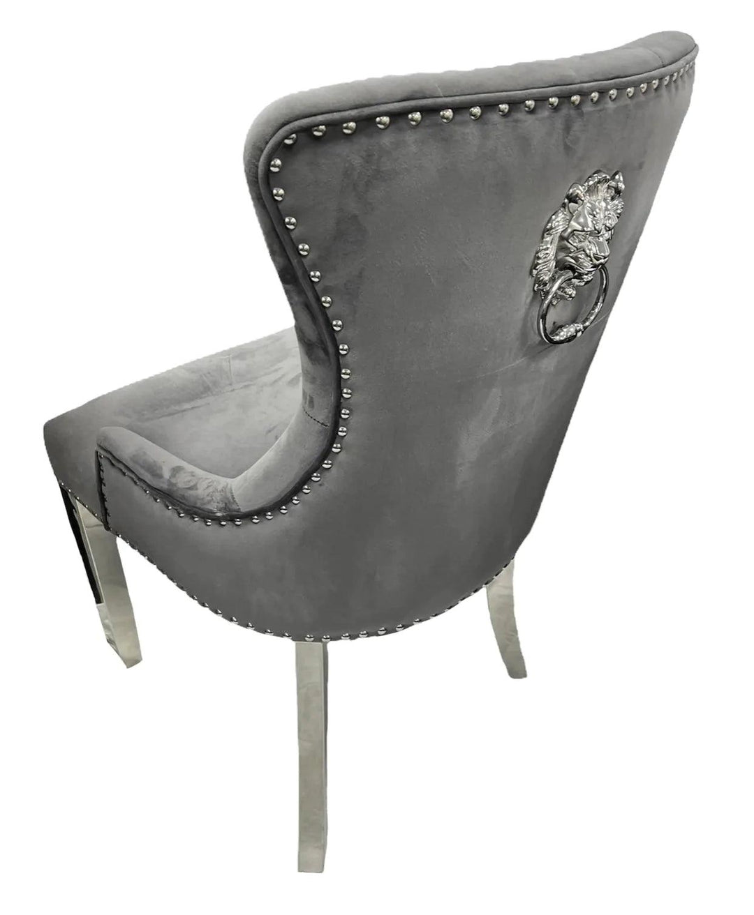 Louis 200cm Cream Marble Dining Table + Chrome Ring Knocker Dining Chairs-Esme Furnishings