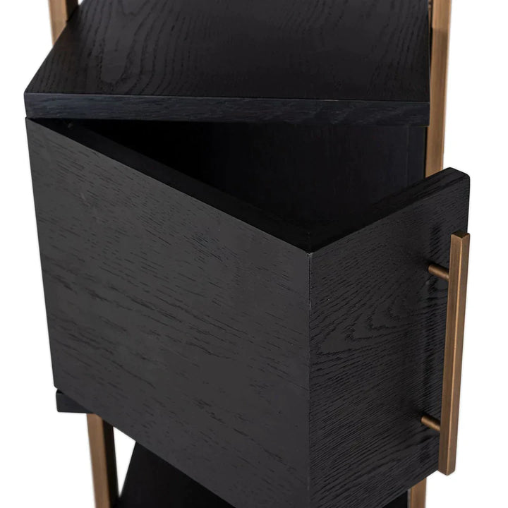 Richmond Interiors Cambon Gold Stainless Steel Bookcase with Dark Coffee 4 Door Cabinet
