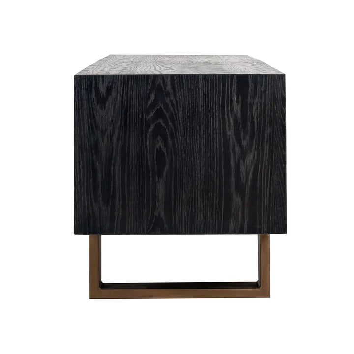 Richmond Interiors Hunter Black Oak and Gold 2 Drawer TV Unit