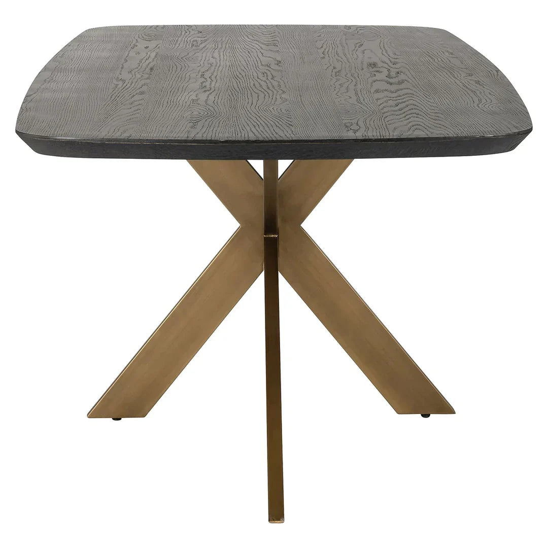 Richmond Interiors Cambon Dark Coffee Oak Danish Oval Dining Table with Brushed Base