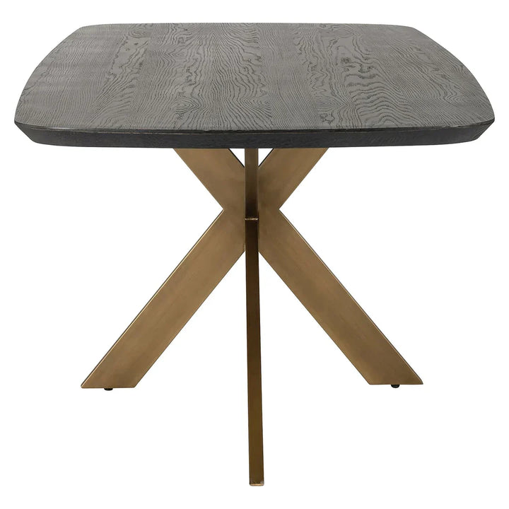 Richmond Interiors Cambon Dark Coffee Oak Danish Oval Dining Table with Brushed Base