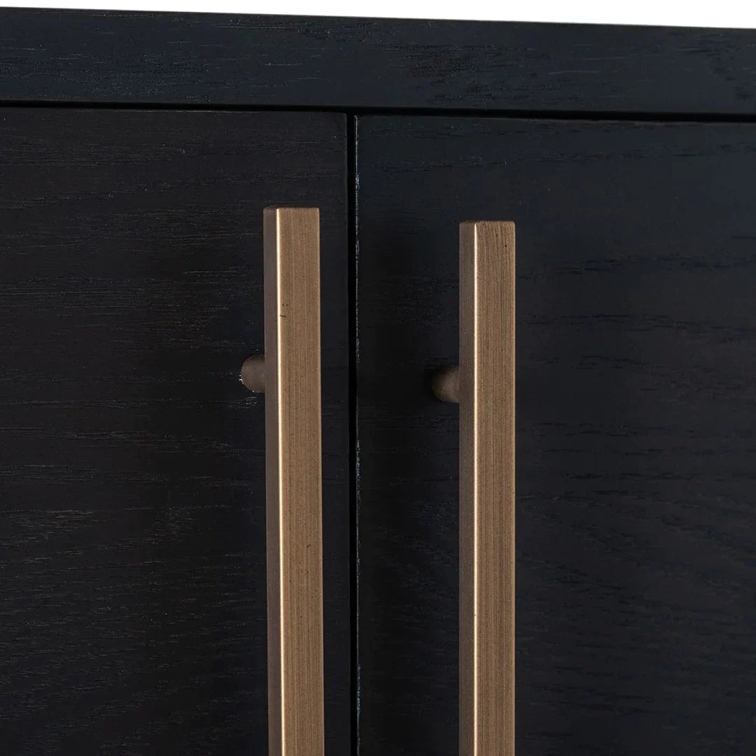 Richmond Interiors Cambon Gold Stainless Steel Bookcase with Dark Coffee 4 Door Cabinet