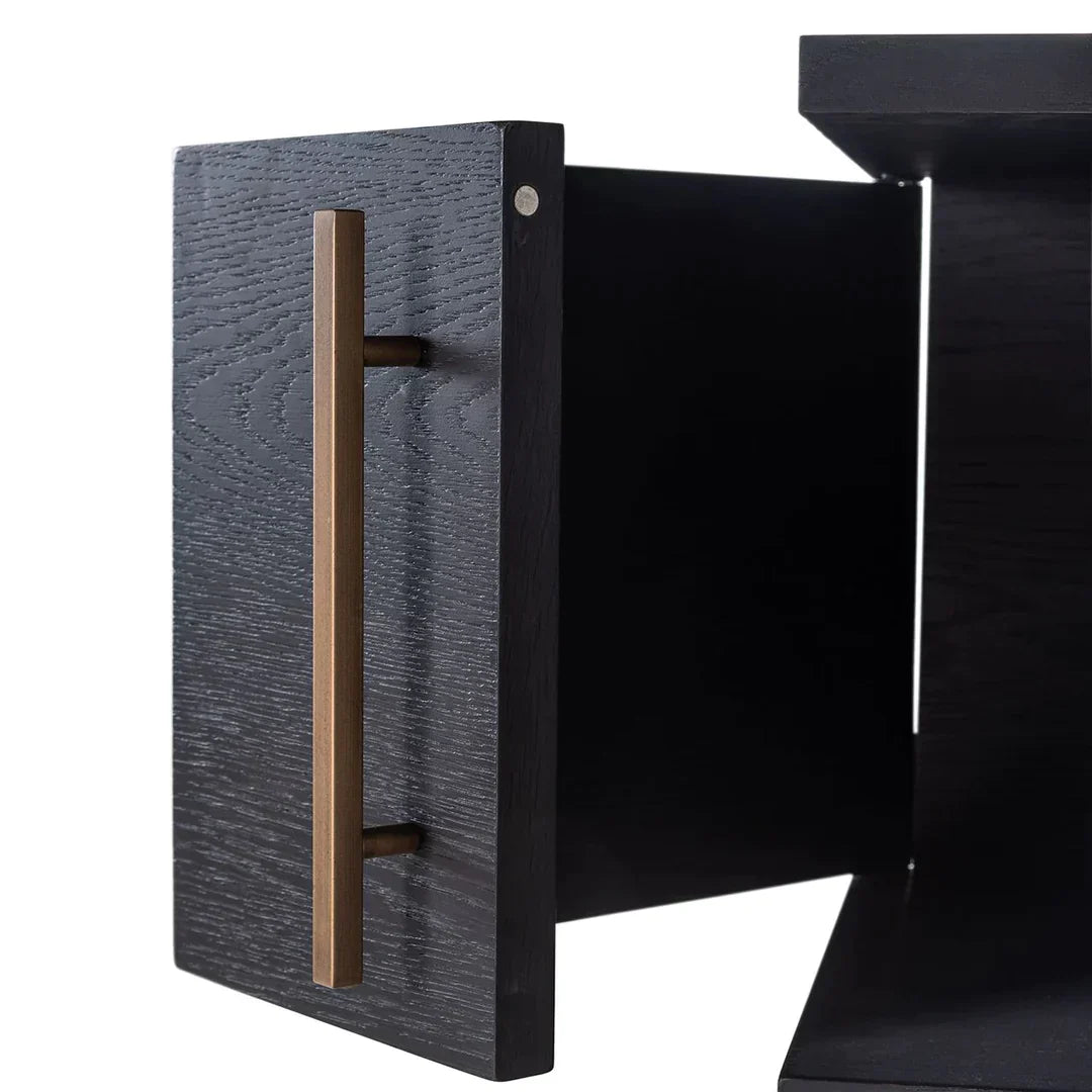 Richmond Interiors Cambon Gold Stainless Steel Bookcase with Dark Coffee 4 Door Cabinet