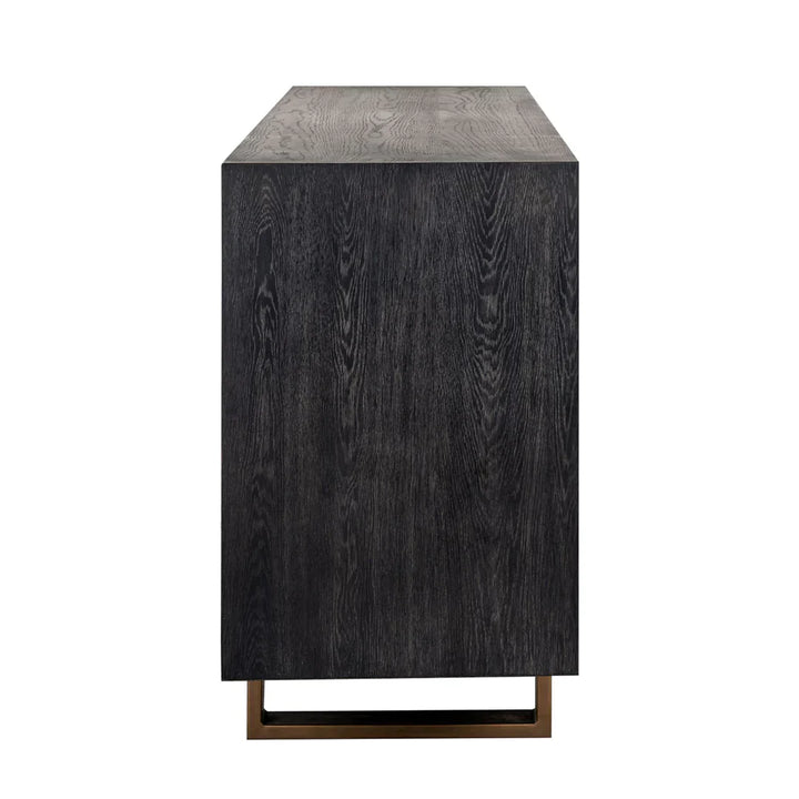Richmond Interiors Hunter Black Oak and Gold 4 Door Sideboard
