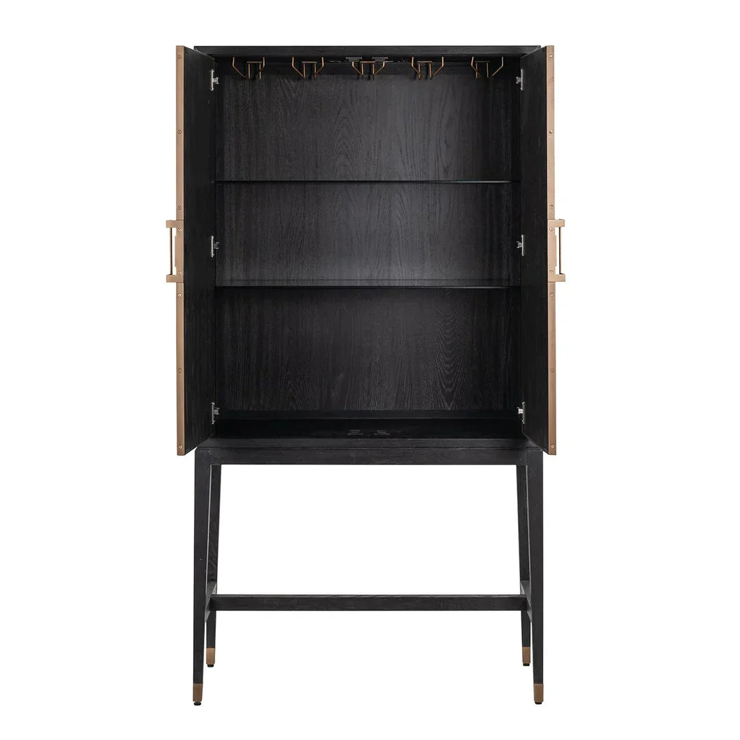 Richmond Interiors Bloomville Shagreen Faux Leather 2 Door Bar Cabinet