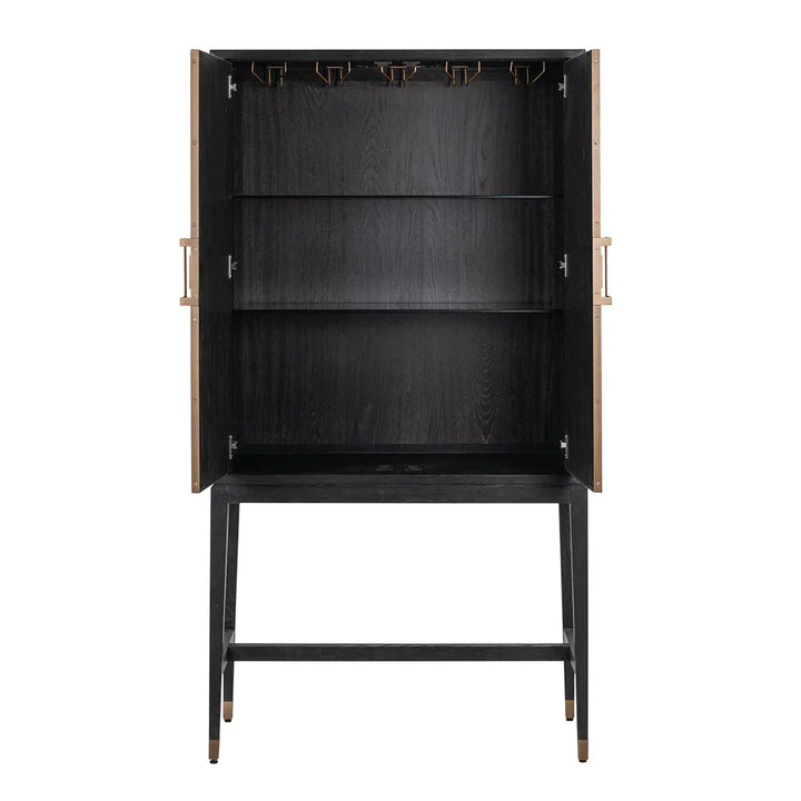 Richmond Interiors Bloomville Shagreen Faux Leather 2 Door Bar Cabinet