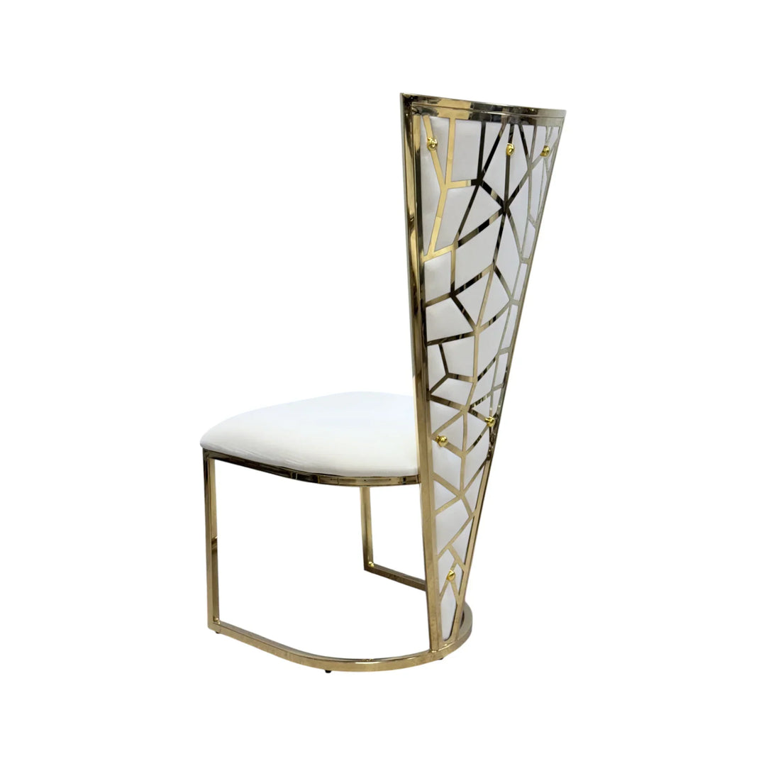 Chelsea Gold 130cm Marble Round Dining Table With Florence High Back Dining Chairs Gold Legs