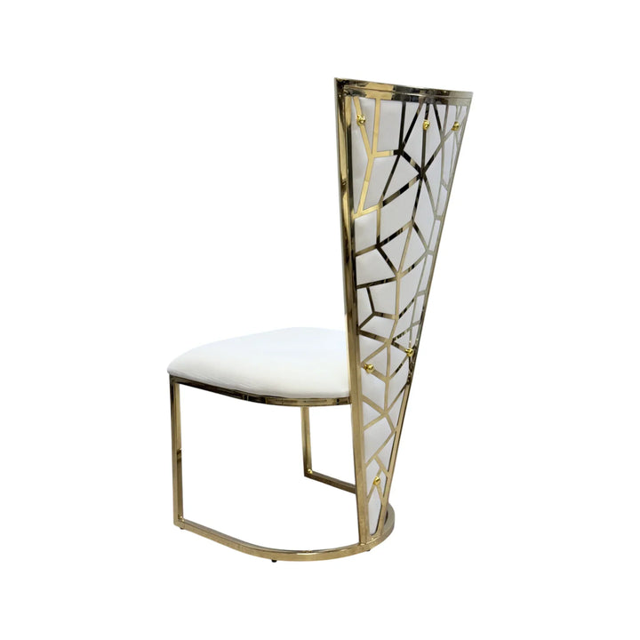 Chelsea Gold 130cm Marble Round Dining Table With Florence High Back Dining Chairs Gold Legs