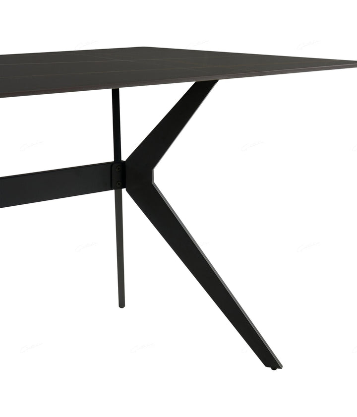 Livia 160cm Black Ceramic Sintered Marble Dining Table - Esme Furnishings