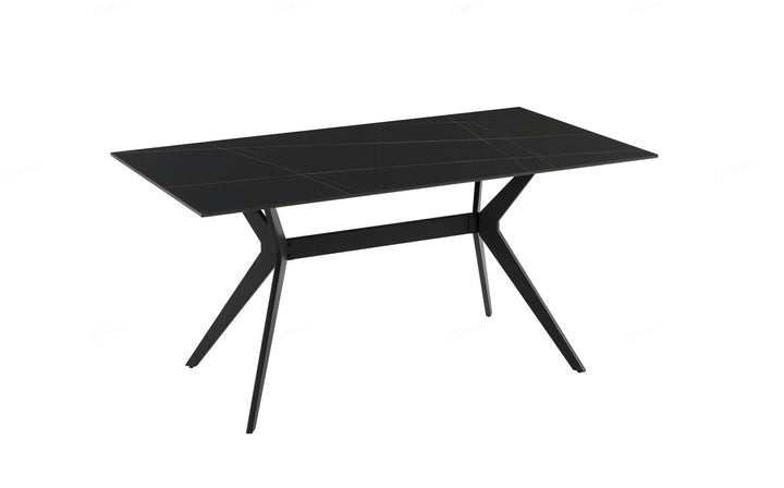 Livia 160cm Black Ceramic Sintered Marble Dining Table - Esme Furnishings