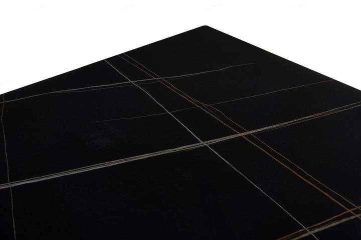 Livia 160cm Black Ceramic Sintered Marble Dining Table - Esme Furnishings