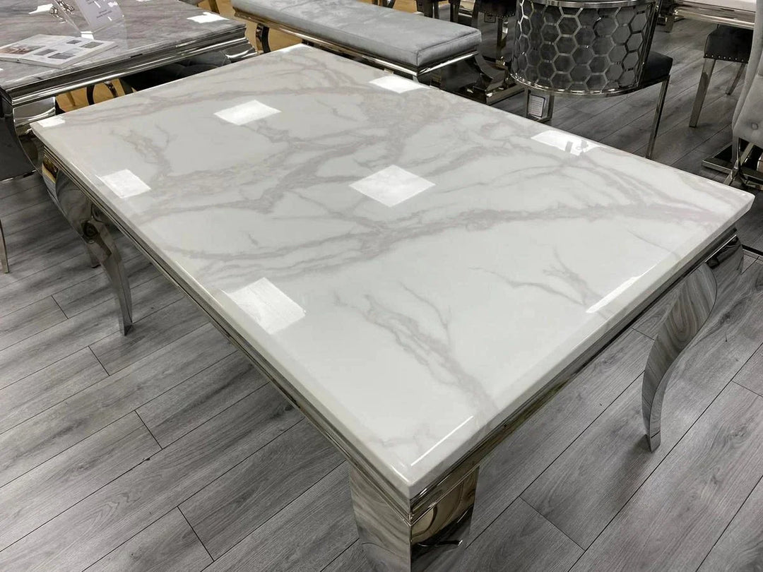 Louis 200CM Marble & Chrome Dining Table - 4 Colours