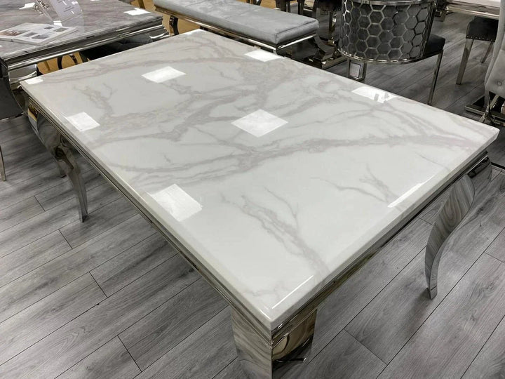 Louis 200CM Marble & Chrome Dining Table - 4 Colours