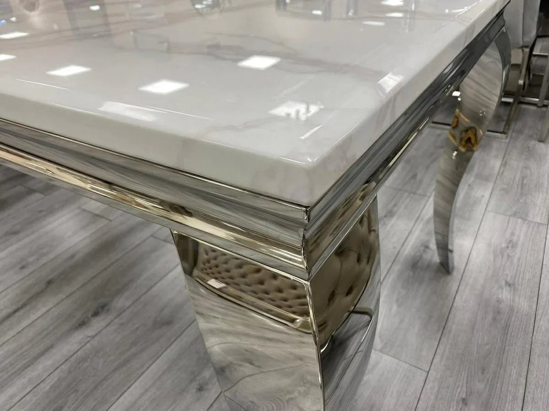 Louis 200CM Marble & Chrome Dining Table - 4 Colours