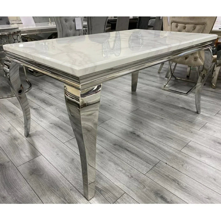 Louis 150CM Marble & Chrome Dining Table - 5 Colours