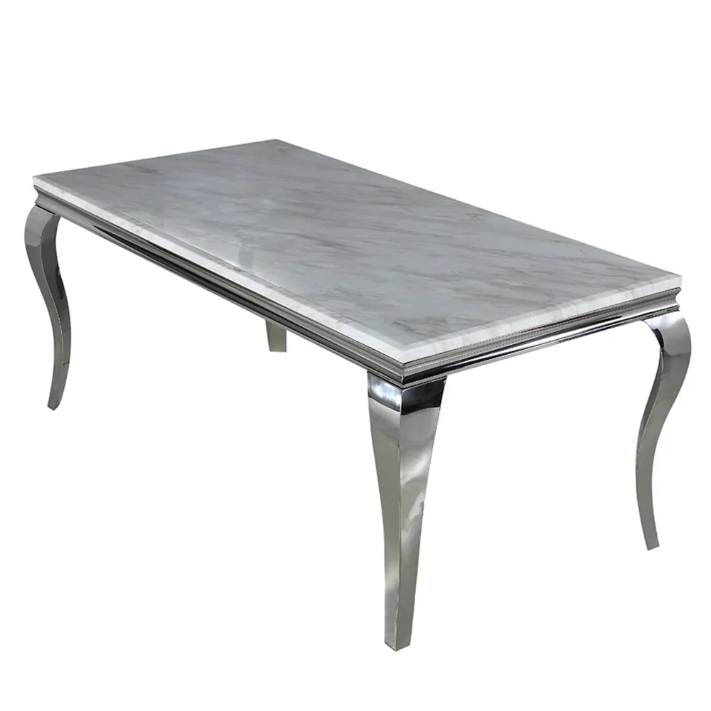 Louis Chrome Marble Dining Table In 7 Sizes & Colours