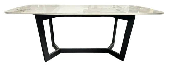 Lucien 180cm White Grey Dining Table With Black Legs - Esme Furnishings