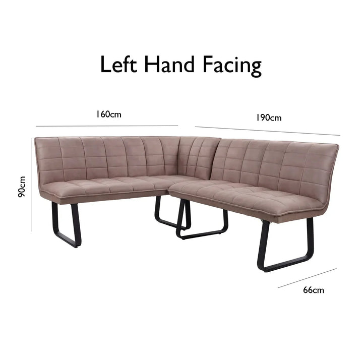 Luna Corner Taupe Velvet Bench - Left Hand Facing - Esme Furnishings