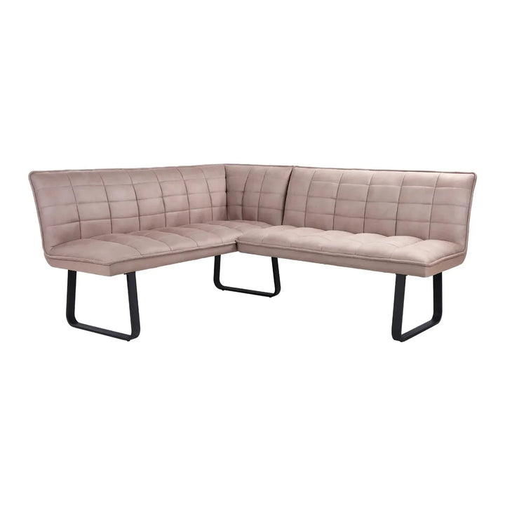 Luna Corner Taupe Velvet Bench - Left Hand Facing - Esme Furnishings
