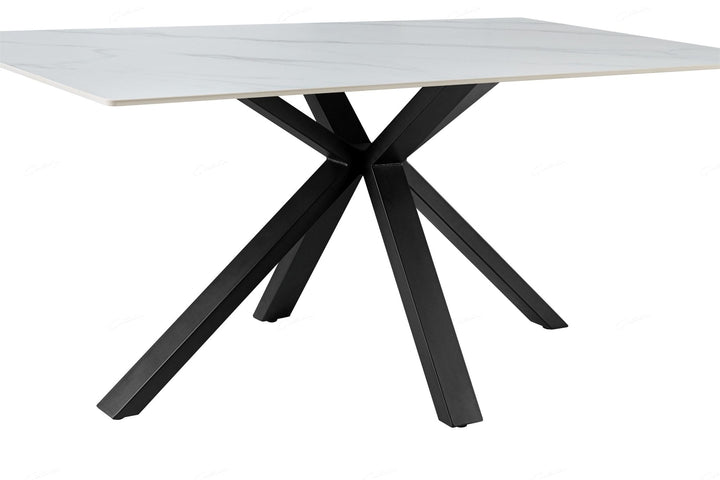 Phoenix 160cm White Ceramic Sintered Marble Dining Table - Esme Furnishings