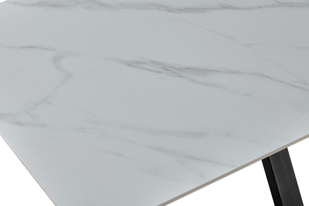 Phoenix 160cm White Ceramic Sintered Marble Dining Table - Esme Furnishings