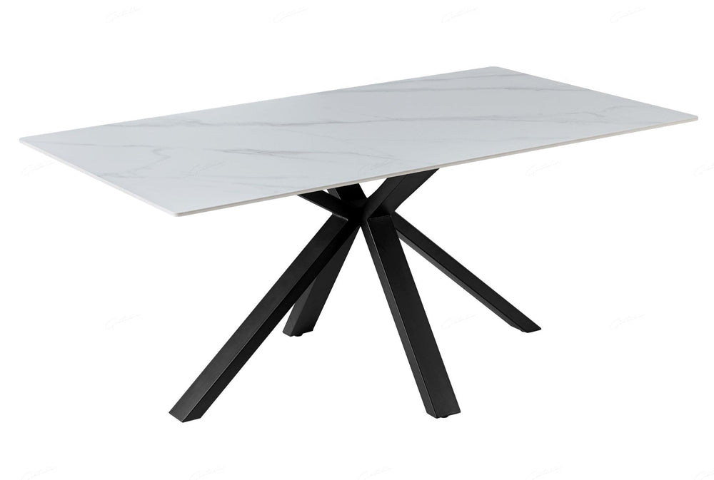 Phoenix 160cm White Ceramic Sintered Marble Dining Table - Esme Furnishings