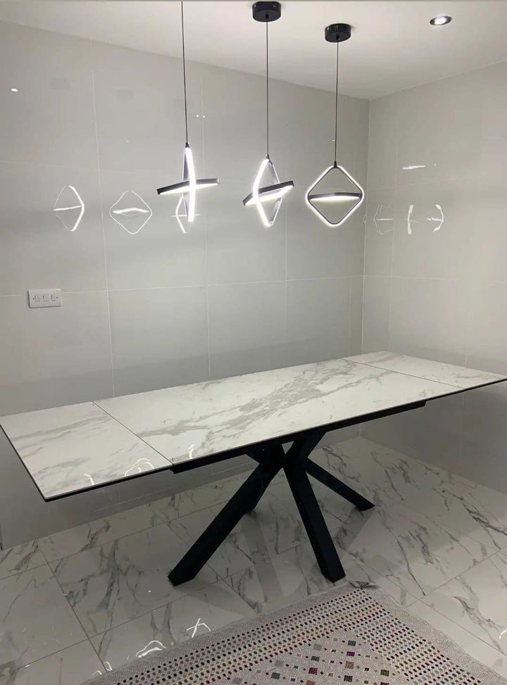 Phoenix 160-240cm White Ceramic Marble Extending Table